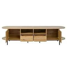 3-Piece Living Room Set, Coffee Table, TV Stand, Sideboard, Sliding Doors, Rattan Look, Wood Look, Metal Legs, Storage Space. - 自然色 - 查看 1