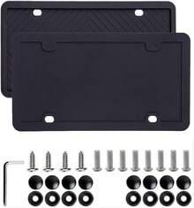 Marco de Matrícula de Silicona, 2PCS Porta Placas para Auto, Antióxido, Antivibración, Resistente a la Intemperie, con Accesorios de Montaje,Marco Universal Soportes de MatríCula - 1 - Ver 9
