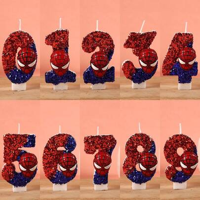 Marvel 1 cây nến số 3D, nến sinh nhật hoạt hình Người Nhện cho trẻ em, trang trí bánh kem tiệc tùng. Trang trí kết hợp với búp bê đính kim sa.