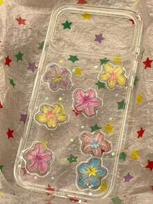 Sommer Süß 3D Bunte Blumen Lilie Gänseblümchen Pailletten Transparente Epoxidharz Handyhülle Kompatibel mit iPhone 17 Pro Max, 17 Pro, 17, 16 Pro Max, 16 Pro, 16, 15 Pro Max, 15 Pro, 15, 14 Pro Max, 14 Pro, 14, 13 Pro Max, 13 Pro, 13 Mode Transparente Stoßfeste Schutzhülle - Glitzerlilie - Übersicht 3