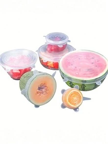 1/6pcs Silicone Stretch Lids, Food Bowl Covers, Reusable Food Saver Lids, Expandable Multi-Function Fruit & Vegetable Fresher Covers, Sealing Lids, Food Storage Containers, Reusable, Kitchen Accessories, Kitchen Storage Essentials, Tableware, Silicone Bowl Covers, Microwave Covers, Sealing Lids, Silicone Sealing Lids, Household Items - Multicolor - View 9