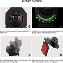 1pc High Precision Compass Ball, Automotive Interior Luminous Inclinometer Multi-Function Compass, Self-Adhesive Foldable Car Compass With Luminous Inclinometer, High Accuracy Azimuth Measurement, Suitable For Trucks, RVs, ATVs, Off-Road Vehicles, Etc. - A - View 8