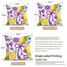 4 piezas Funda de almohada/cojín con estampado de diseño de lazo de limón, adecuado para decoración de sala de estar, sofá, dormitorio, sin relleno de almohada, 40x40cm/45x45cm/50x50cm - Multicolor - Ver 2