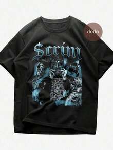 Summer Outfits For WomenSUICIDEBOY SHIRT, Suicideboy, Casual Cotton Round Neck Short Sleeve T-Shirt For Women With Bold Skeleton Graphic Print And Regular Hemsummer Outfits For Womensummer Outfits For Women,Summer Tops - 黑色 5 - 查看 1