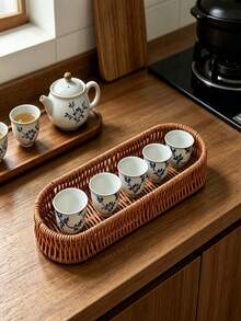 Cesta de almacenamiento multiusos para tazas de té, caja de almacenamiento de cajones para tazas, caja de almacenamiento de juego de té, caja divisora de cubiertos, juego de almacenamiento de cajones - Multicolor - Ver 2
