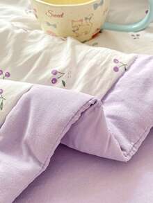 1pc Washed Printed Summer Quilt, Air Conditioning Quilt, Skin-Friendly Fabric, Full AB Version Design, Lightweight Soft Breathable Cool, Silky Smooth Feeling, Suitable For Naked Sleep, Moisture-Wicking, Thin Quilt For Summer, Fashionable Printed Blanket, Suitable For Home Bedroom Decor, Wedding Supplies, Valentine's Day Home Bedroom Decor, Easter Gifts, Mother's Day Gifts, Suitable For All Seasons - Mauve Purple - View 5