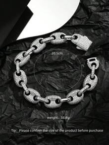 1 pieza Pulsera de Cubic Zirconia chapada en oro de 18K y platino, regalo de lujo adecuado para fiestas y uso diario - Plateado - Ver 6
