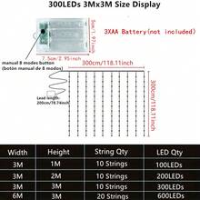 1件 3/6米電池供電窗簾燈,8種模式LED窗簾串燈,適用於生日驚喜、房間臥室窗簾裝飾、婚禮、生日、週年紀念、單身派對、戶外露台、節日照明 - 電池盒窗簾燈 - 查看 4