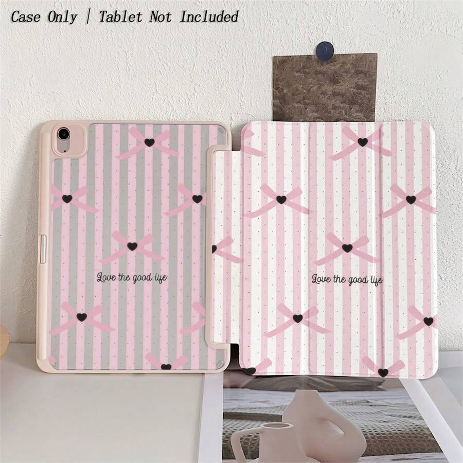 1 chiếc ốp lưng máy tính bảng in hình trái tim và nơ sọc hồng, tương thích với iPad 11/A16/10th/Air4/5/6/Pro 12.9/2024/2025/2020/2021/2022/2023/10.2/10.9/Mini7, ốp lưng cho Galaxy Tab A8/A9 Plus/S6 Lite/S7/S9FE PLUS/S10 Plus, ốp lưng tương thích với 5/5pro/6/6pro/7/7pro/6s Pro, tương thích với Matepad. - Nhiều màu - Xem 1
