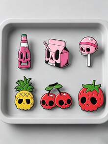 6pcs/Set Multi-Style Cartoon Skull Metal Brooches For Women,Bag Pins And Decorative Badges. Suitable For Daily Wear, An Excellent Gift Choice. - Multicolor - View 5