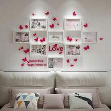 Creative Wooden Photo Frame Wall Hanging Combination Photo Wall 8pcs 5*7 Inch Living Room Bedroom Decor Background 3*5 Inch Photo Wall With Butterfly Stickers Landscape Photos - One Size - View 18