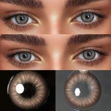 LEERMOO 1副装6个月抛型隐形眼镜，直径14.2mm，基弧8.6mm，小瞳孔星空棕色，适合浅色和深色瞳孔，打造自然妆容，适合女性和女孩，秋冬季节、Y2K韩系时尚、生日、圣诞派对、返校季等场合佩戴。 - Galaxy Brown - 查看 5