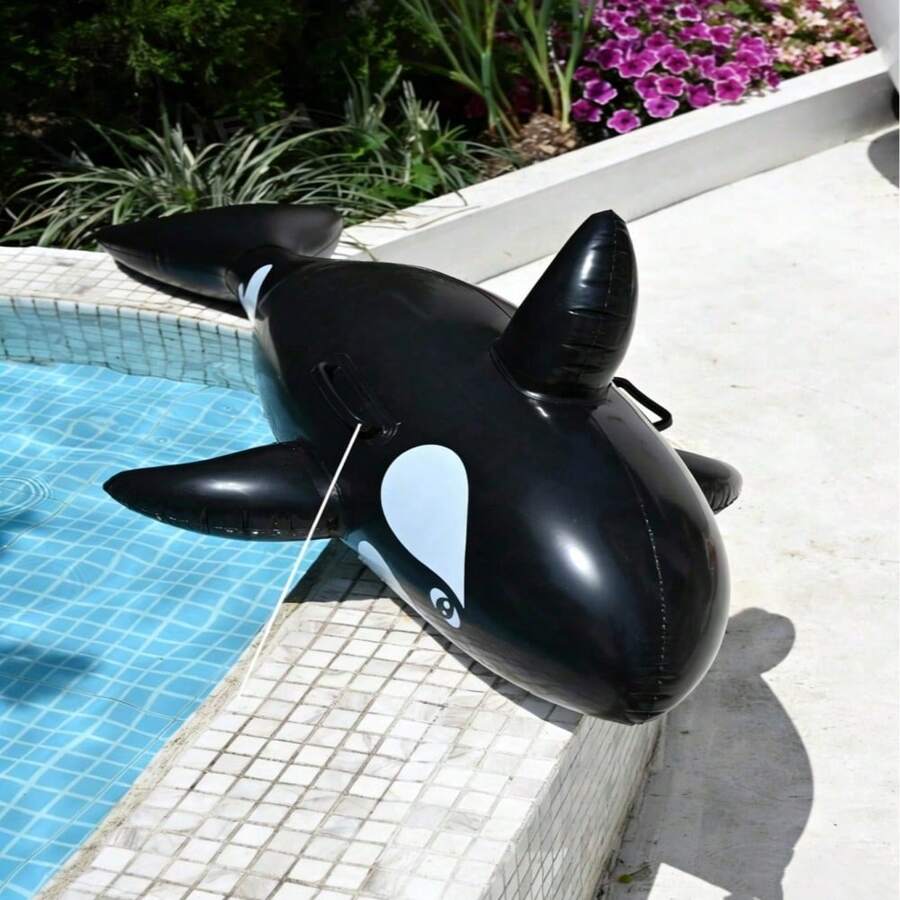 1PC Black Crocodile Water Float, Made Of Thickened PVC Material, Fast Inflation With Strong Load-Bearing Capacity, Suitable For Pool, Beach, Party, Water Play, Portable And Durable Fun Water Toy Float - Multicolor - View 1