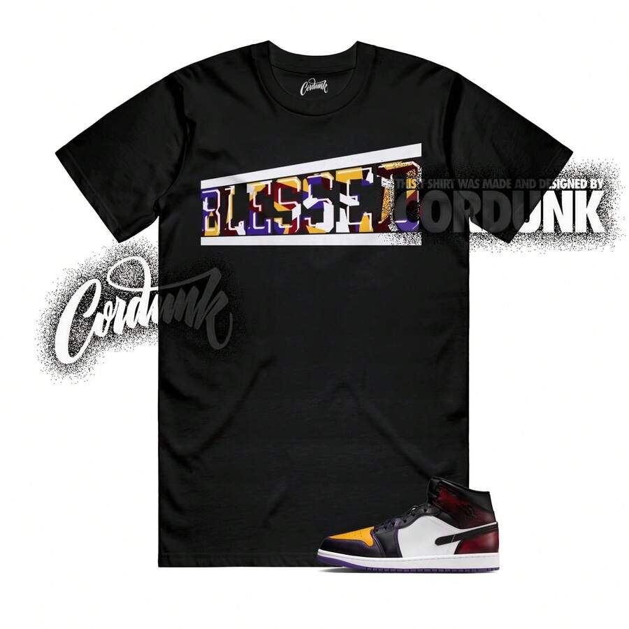1 LA a Chicago Negro Blanco Rojo Corte Morado Amarillo Mediana Camiseta Match OG Bls - forma - Ver 1