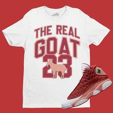 Camiseta The Real GOAT a juego Airs jordanss 13 Dunes Red - forma - Ver 1