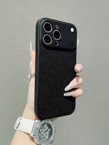 Ốp lưng điện thoại thời trang vân da vải, cửa sổ lớn, tương thích với iPhone 17 Pro Max, 17 Pro, 16 Pro Max, 15, 14 Pro, 13, 12 Pro, 17, có bảo vệ camera, chất liệu mềm mờ chống rơi vỡ. - màu đen - Xem 4