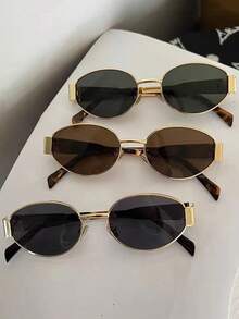 2 Pairs Retro Metal Oval Frame Glasses, Bohemian Contrast Color Design, Suitable For Summer Beach, Outdoor Activities And Travel - Multicolor - View 11