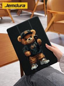 1pc Cute Bear Pattern Tablet Protective Cover, Compatible With IPad 10.2", IPad Pro 11" 2021/2020/10th Gen, IPad Mini 4/5/6, Galaxy Tab A8 10.5" 2022, MatePad 10.4"/Tab, Pencil Slot, Anti-Fall, Tablet Stand Protective Case, Support Auto Sleep/Wake - Multicolor - View 1