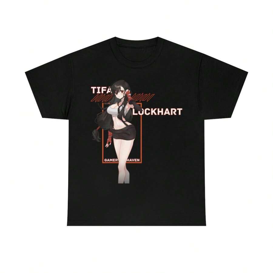 Tifa Lockhart FFV Uni Jersehort Sve Final sy, Final sy 7, FF7 ake, Cloud, Sephth - Negro - Ver 1