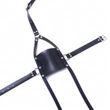 Y-Shape Restraint Leather Mouth Masks SM Strap-On Mouth Gag SM Breathable Bondage Ball Adult Fetish Sex Toys - Black - View 4
