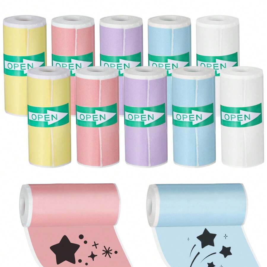 Papel fotográfico de mini impresora de IA - Pegatinas de papel térmico autoadhesivo para impresión inalámbrica, 57 mm, blanco, compatible con etiquetadoras y impresoras de recibos, ideal para organización de oficina y gestión de inventario