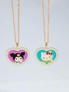 Dây chuyền hình mèo Kuromi KT Sanrio dễ thương, hoạt hình Kawaii, mềm mại, ngọt ngào, giản dị, thời trang, tối giản, nhỏ gọn, thú vị, sáng tạo. - Nhiều màu - Xem 2