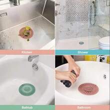 Easy To Install & Clean Hair Catcher, Flexible & Durable Silicone Drain Cover, Anti-Clogging Hair Stopper For Bathroom Bathtub, Washbasin & Kitchen Sink - 彩色 - 查看 5