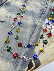 Dây xích quần bằng đá mã não nhiều màu sắc tự làm, phụ kiện thời trang cao cấp dành cho nam và nữ, phong cách Y2K, trang sức hip-hop, quà tặng ngày lễ. Màu sắc sản phẩm được gửi ngẫu nhiên. - Nhiều màu - Xem 6