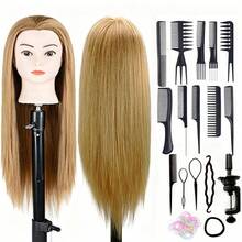 26 Inch Human Head Model With Hair, For Hairstyle Design Training, Beauty Doll Head Styling, Hair Braiding Practice - View 13