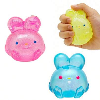 1pc Jelly Jumping Rabbit Squeeze Toy, Shiny Soft Gel Squeeze Toy With Scent, Sensory Stress Relief Toy To Relieve Anxiety And ADHD, Help Sleep, Suitable For Office Desk, Classroom Rewards, Birthday Gifts, Party Favors, Back To School/Graduation Gifts