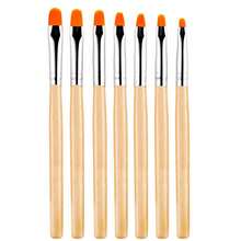 LANDOT 7 piezas Juego de brochas de gel para uñas para puntas, construcción y recubrimiento, escultura, gel de polímero y extensiones. Brochas de tamaño ovalado para pintura de manicura - WOODEN ALLURE - Albaricoque - Ver 1