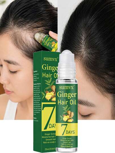 25ml Suero capilar con extracto de jengibre, nutre profundamente el cuero cabelludo, ayuda a reducir la caída del cabello, hace que el cabello se vea talla grande grueso y talla grande largo, fortalece las raíces, adecuado para cabello fino y delgado
