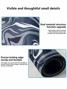 26.77 英寸 x 11.81 英寸大型抽象流体图案加长游戏鼠标垫，带防滑底座和缝合边缘，加长型电脑键盘鼠标垫，适用于家庭办公室 - 黑灰色 - 查看 8