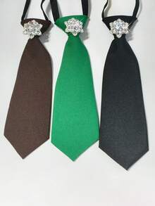 1pc Women's Tie With A Flower On The Chest, Adorned With Snowflake Gemstones, Accessories, Gemstones, Casual, Outdoor - Bow Tie - View 4