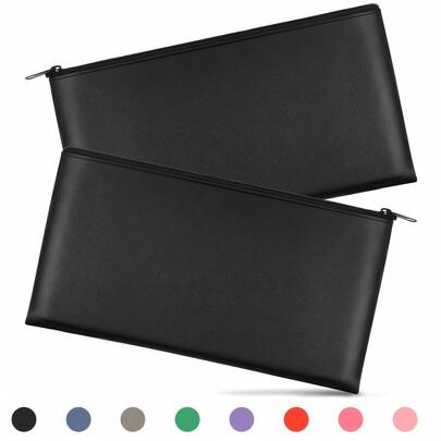 2 Stücke Bankbeutel, 11x6.1 Inch Beutel aus Kunstleder für Sicherheitseinlagen, Geldbeutel aus Kunstleder für Bargeld, Schecks, Kosmetik
