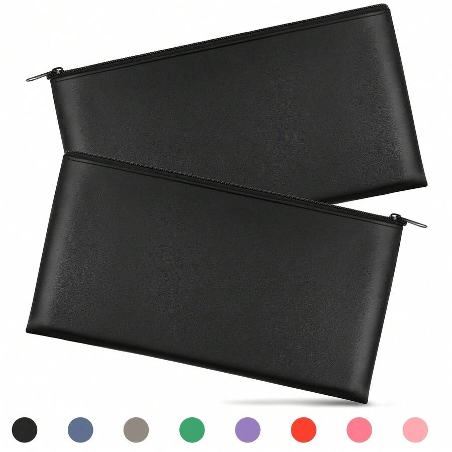 2 Pieces Bank Bag Money , 11x6.1 Inch Pouch Leatherette Security Deposit Bags,Money Pouch Leatherette For Cash Money, Check Wallet, Cosmetics - 2 Pcs - View 1