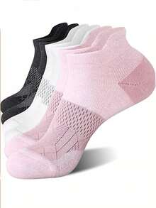1/3/5 Pairs Women Short Ankle Socks, Shallow Mouth Sports Socks For Spring/Summer, Suitable For Fitness, Badminton, Running - Multicolor - View 5