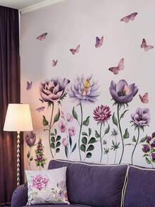 mama look 1pc, Multi-Size, Summer Decorative Wall Sticker, Pink & Purple Series Fresh Floral Plant Wall Decals, Maple Leaves & Birds, Feather Flowers & Hearts, Pink Flowers & Butterflies, Dandelions, PVC Self-Adhesive Removable Wall Stickers, Suitable For Bedroom, Living Room, Study, Dining Room, Bathroom, Home Wall Decor, Room Decoration - Multiple Styles - View 13