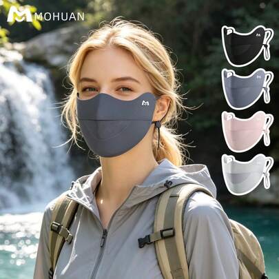 mohuan Máscara facial de verano transpirable con protección UV para mujeres, hecha de tela de punto ligera y transparente, adecuada para actividades al aire libre como ciclismo y senderismo