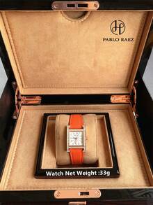 Pablo Raez 1pc Pabrais Women's Stainless Steel Rose Gold Wristwatch, Luxury Diamond Fashion Ladies Watch, High Quality Elegant New AAA Rectangle Design Fashionable White Dial Quartz Water Resistant 50m Leather Strap Square Ladies Watch, Cute & Compact Suitable For Daily Life/Work/Party Decoration Birthday Gift - Hoa hồng vàng - Xem 4