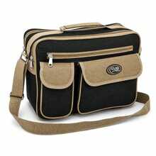 Large, Durable Men's Executive Shoulder Bag For Work. - Black and White - View 1