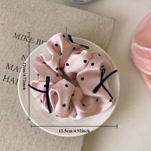 1 buah Pita Satin Polkadot Berkualitas Tinggi Warna Krem & Merah Muda, Scrunchie Besar, Aksesori Rambut Lucu, Elastis & Tahan Lama - Ikat rambut pita motif polkadot merah muda - View 10