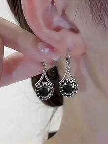 1 Đôi bông tai đá Cubic Zirconia thời trang, phù hợp cho nữ, có thể đeo trong các dịp cưới hỏi, lễ đính hôn, kỷ niệm, tiệc tùng, Ngày Valentine, cũng là món quà tuyệt vời dành cho mẹ, Ngày của Mẹ, v.v. - Bạc - Xem 5