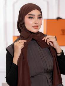 1pc Women's Buckle Fastening Fashion Casual Elegant Instant Scarf Sports Hat Headscarf Muslim Suitable For All Year Daily Life Holiday Party Prayer - Multicolor - View 13