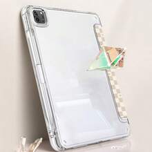 Hand-Painted Cute Plaid And Hearts Print Pattern Aesthetic Tablet Case For Pencil Holder, Auto Wake/Sleep Tablet Protective Cover With  10th 11th 9th  Air 4th 8/7/6/5th For  Pro Generation Case Birthday Holiday Christian Religious Gifts For Women - 格子和心形 - 查看 4