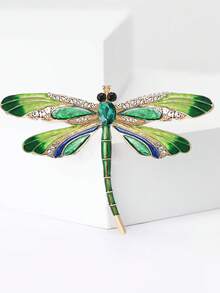 1/2 piezas Broche de mujer para banquete, fiesta, Día de la Madre, insecto de libélula con strass y esmalte, elegante y vintage en color azul - Multicolor - Ver 5