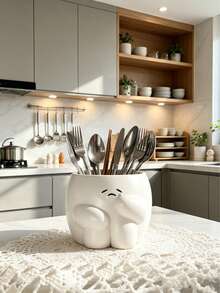 A Cute And Mood-Themed Kitchen Utensil Rack: A Beautiful Rack For Spoons, Forks, And Tools, This Cheerful Kitchen Organizer Is A Must-Have For Keeping Your Countertop Neat And Stylish! - Multicolor - View 4