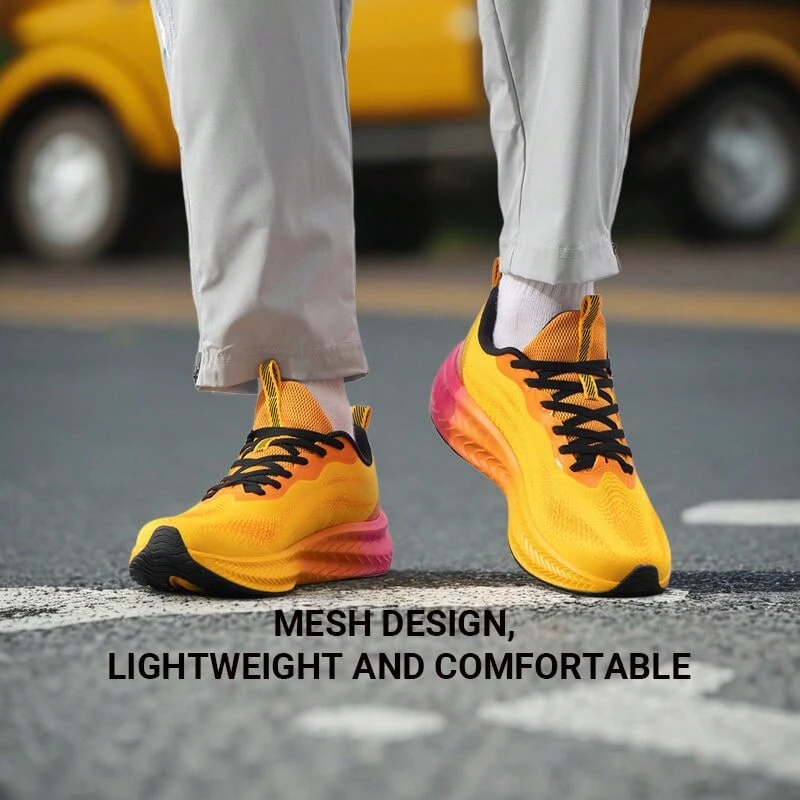 XTEP Men's Mesh Sports Shoes, Fitness Training, Cushioning, Comfortable, Breathable, Casual Running Shoes, 875119110067 Tropical Yellow/Orange Yellow - Tropical Yellow/orange Yellow - View 1