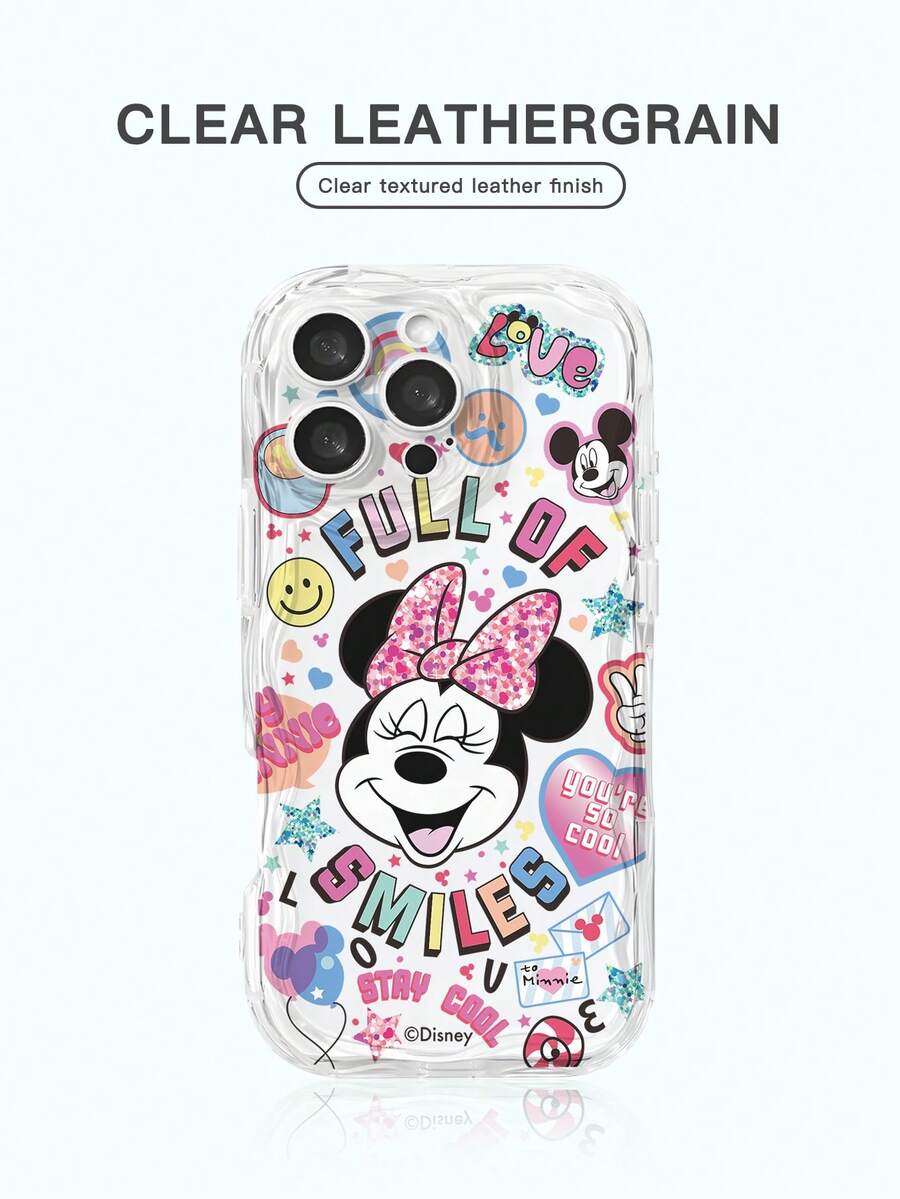 1 ốp lưng điện thoại bảo vệ chống sốc dày trong suốt họa tiết bò độc đáo Disney chính hãng sáng tạo, tương thích với Apple iPhone 17 ProMax/Air, 16, 11/12/13/14 Plus/XR/7/8 Plus/15 ProMax, ốp lưng Minnie Mickey Mouse đầu to dễ thương - Trong sáng - Xem 1