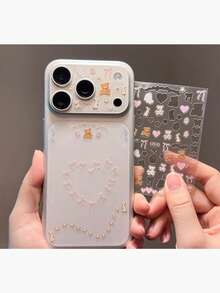 Cute Bear & Rabbit DIY Lens Stickers, Transparent Protective Film, Suitable For IPhone 17 Pro/Pro Max - Baby Pink - View 5
